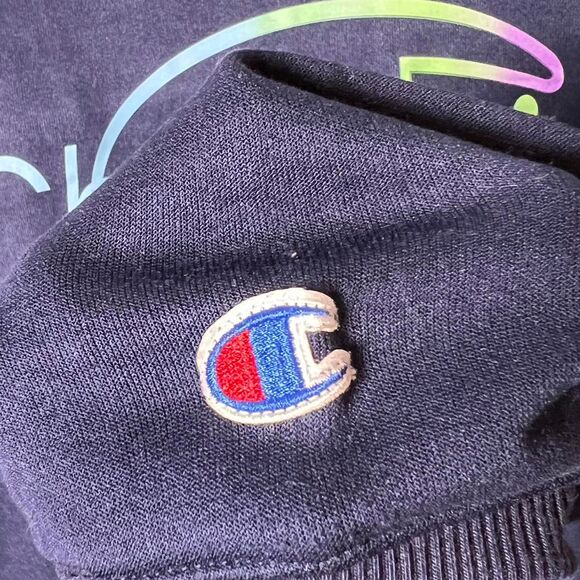 Champion Navy Blue Neon Outline Logo Crewneck (Size M) - Picture 5 of 7